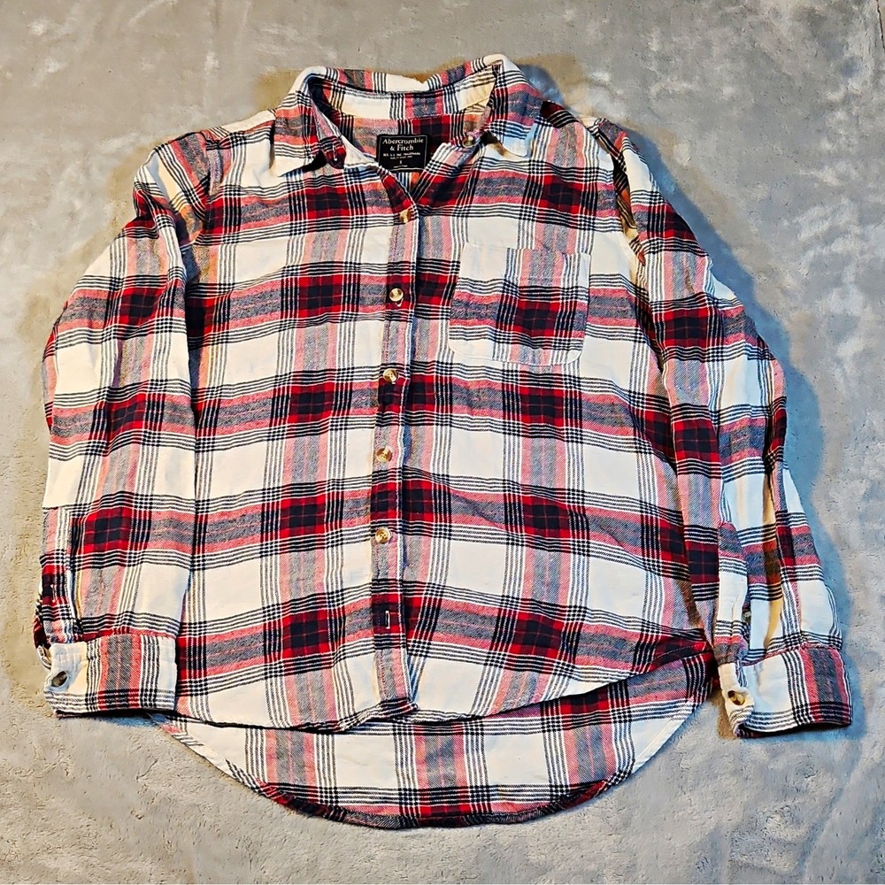 Abercrombie & Fitch Plaid Flannel Button-Up Shirt Long Sleeve S Men Red Blue
